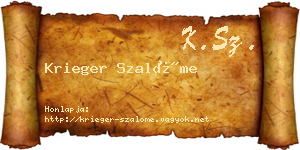 Krieger Szalóme névjegykártya